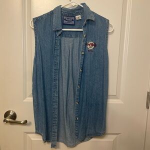 Hard Rock Cafe Blue Denim Embroidered Logo